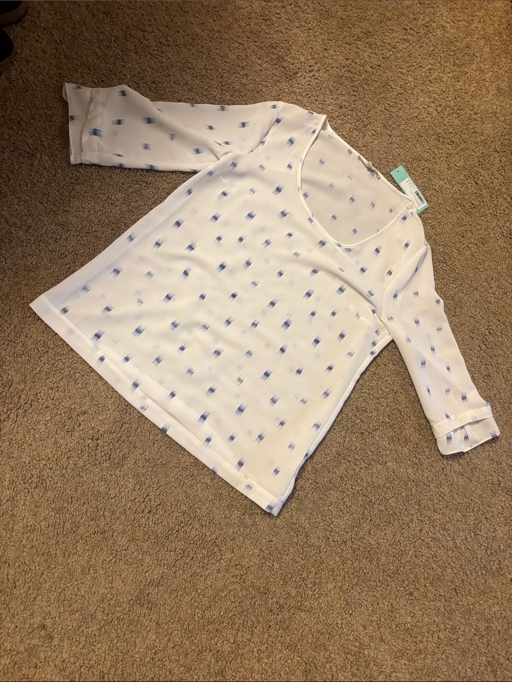 41 Hawthorn White Blouse with Light Blue Dot Print